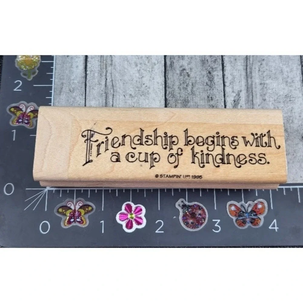 Stampin' Up! Friendship Begins Cup Of Kindness 1995 Rubber Stamp Wood #B110